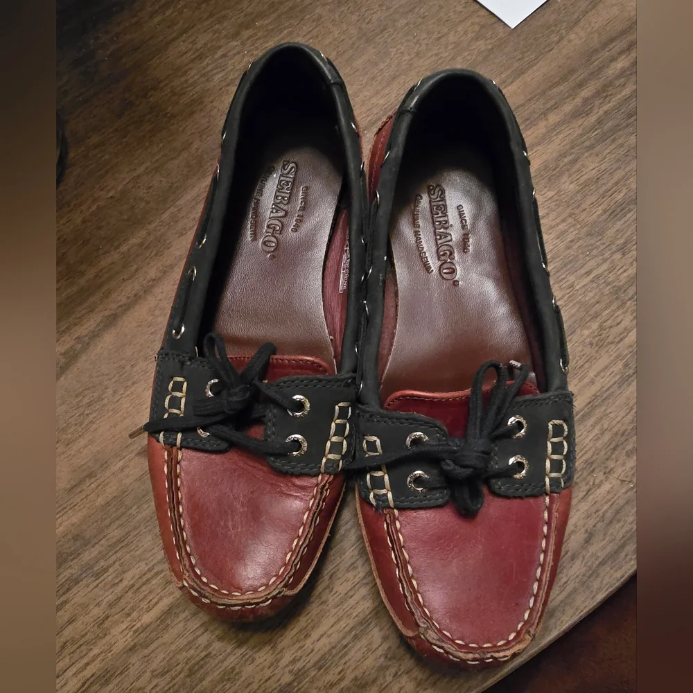 Sebago Bala Brown Leather Oiled Waxed Slip-on Loafers Shoes - Women Size 7.5 M - Picture 1 of 6